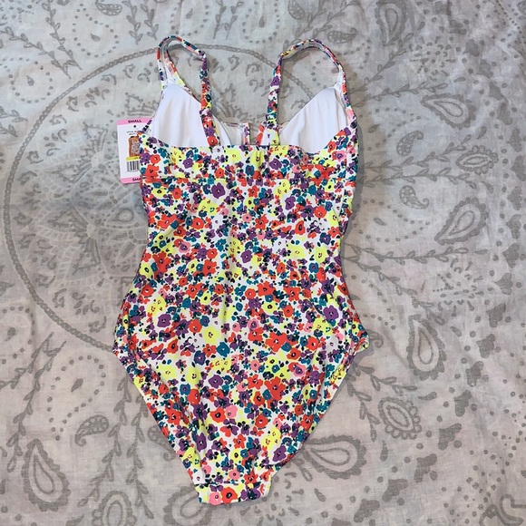 NWT Anne Cole Square Neck One Piece Swimsuit Ditsy Floral Sz Small - Picture 5 of 6